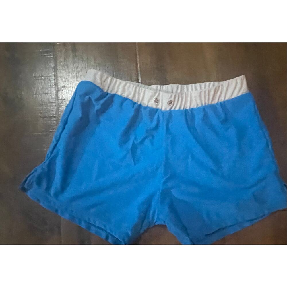 Mens Shorts Swim Trunks Aqua/White S-Medium
